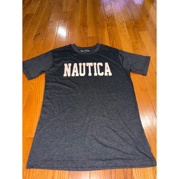 Nautica Mens Large T Shirt Casual Short Sleeve Gray Everyday Tee - Picture 1 of 7